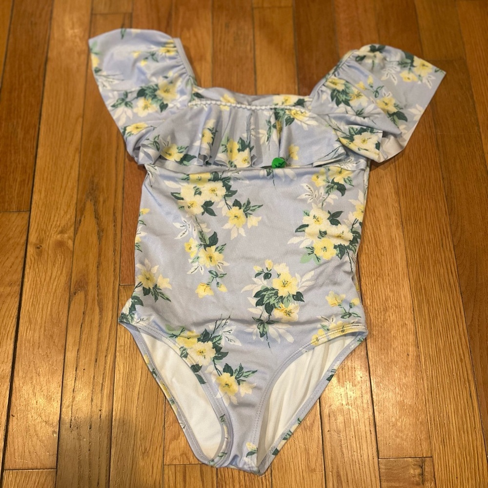 Janie and Jack Girls 8 one-piece light‎ blue ruffled